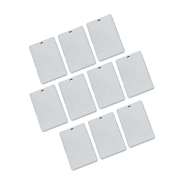 10 Pieces Metal Flat Rectangle Blank Stamping Charms Making Metal Blank Tag Pendants 9x25mm