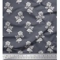 thumbnail image 1 of Soimoi Modal Satin Fabric Leaves & Floral Block Printed Craft Fabric by The Yard 42 Inch Wide, 1 of 3