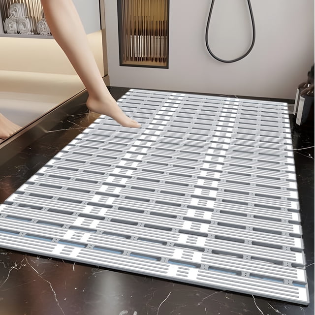 Dvkptbk Bath Mat Bathroom Rugs Non Slip Absorbent Stain Resistant Quick Dry Washable Bathroom Rug Bath Mats for Bathroom Floor Tub Sink Shower Mat Easy Care Gray 16"x27"