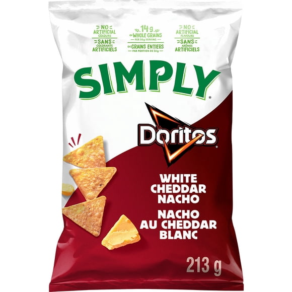 Simply Doritos White Cheddar Nacho Flavoured Tortilla Chips