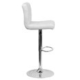 thumbnail image 3 of Contemporary White Quilted Vinyl Adjustable Height Barstool with Chrome Base, 3 of 9
