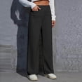 thumbnail image 2 of Women's Work Pants - High Elastic Waisted Trousers - Straight Wide Leg Button Down Casual Pants, 2 of 5