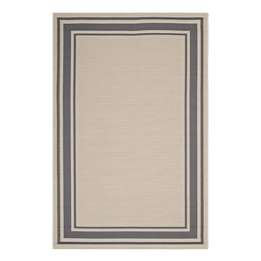 Modway Tapis d'Intérieur I Extérieur à Bordure Unie 8 x 10 Pieds, Gris/beige