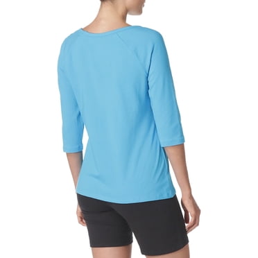 Hanes 00090563950973 T-Shirt Raglan pour Femmes en Coton Extensible, Turquoise Volant - Moyen