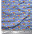 thumbnail image 1 of Soimoi Blue polyester Crepe Fabric House Architectural Print Fabric by Yard 52 Inch Wide, 1 of 5