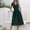 thumbnail image 1 of Liquidation et Promo, Robe à Manches Courtes Ample à Col Rond pour Femme, Robe à Manches Courtes, Robe Ample à Col Rond, Robe à la Mode Essentiels du Quotidien/100 % Polyester, Vert, Sopatenor, 1 of 9