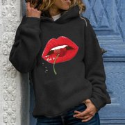 Amzcrzy Hoodies for Women Hooded Sweatshirt Women's casual hoodie pullover women's print sweatshirt long sleeve sweat Pullover Hoodie Women's Sweatshirts and Hoodies Long Sleeve Shirts for Women M