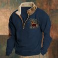 thumbnail image 2 of Ediodpoh Chandail Sans Capuche pour Homme Mode Homme Décontracté Relax Confortable à Imprimé Chandail à Manches Longues à Capuche pour un Style Quotidien Chandail Ras du Cou pour Homme Navy_002 m, 2 of 3