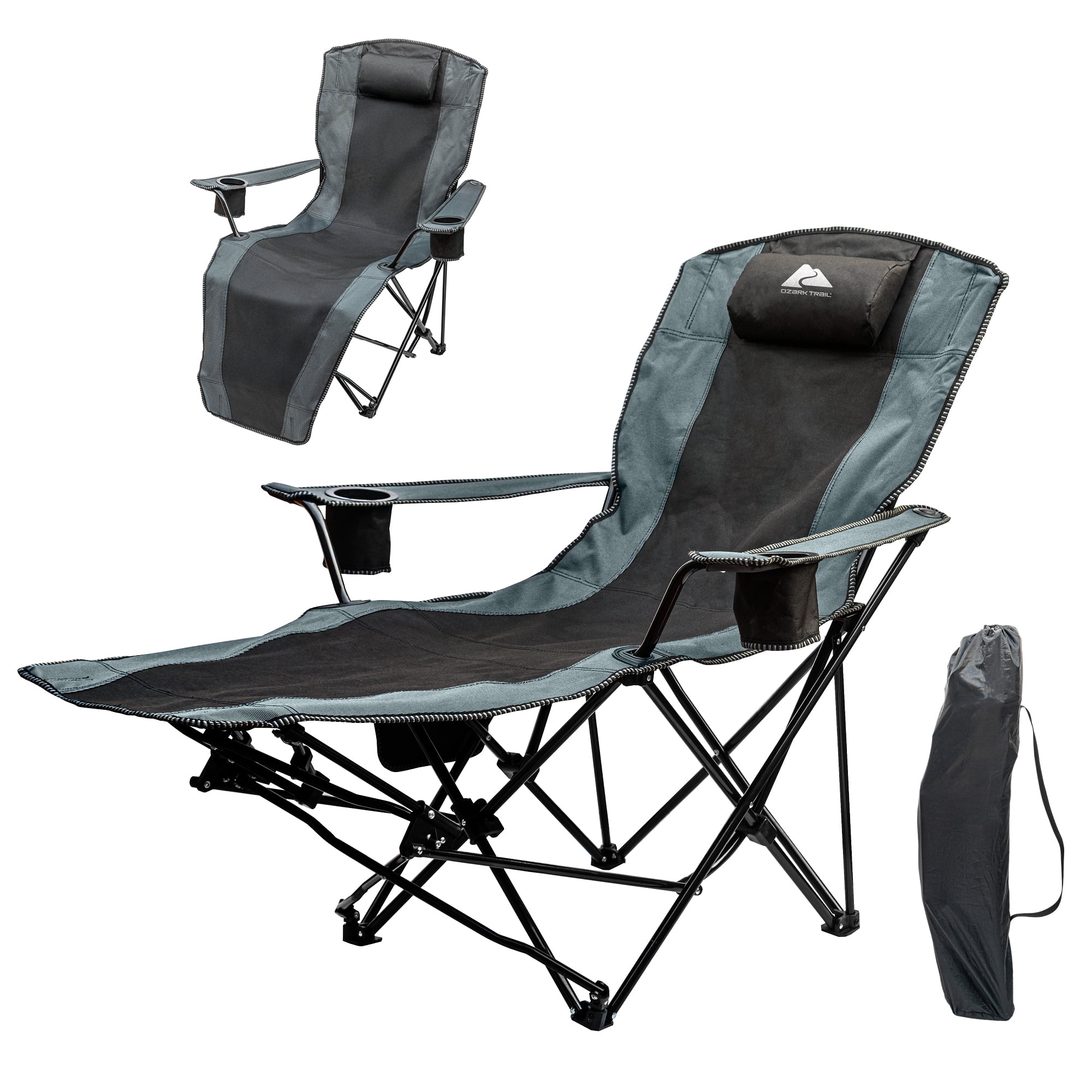 Chaise de détente pliante Ozark Trail, Capacité de charge : 136 kg (300lbs), Polyester 600D, Couleur noire