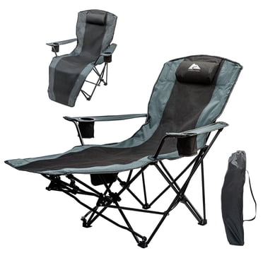Ozark Trail Folding Lounger Chair, Holds up to 300lbs, 600D Polyester, Black Color