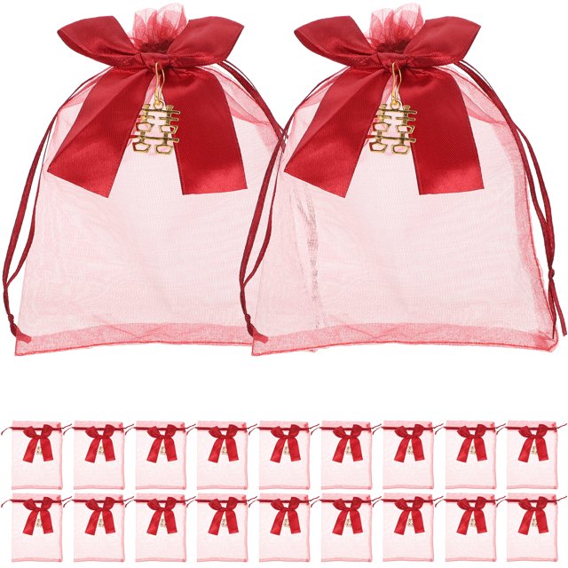 20 Pcs Sacs Cadeaux en Organza Sacs de Faveur de Mariage avec Cordon Pochettes à Bijoux