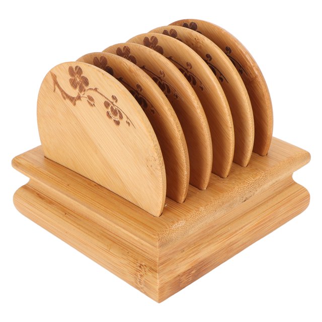 Non Slip Cup Coaster, Household Tea Cup Bamboo Materials Retro Style Insulating Bamboo Cup Mat with Insulation Design for Tea Ceremony Enthusiasts Home Office