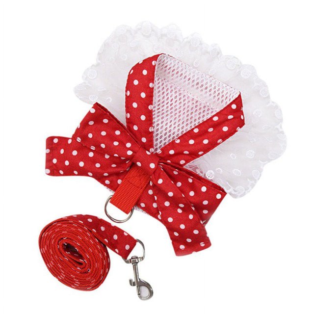 Princess Dog Harness With Bowknot and Leash For Outdoor Walking