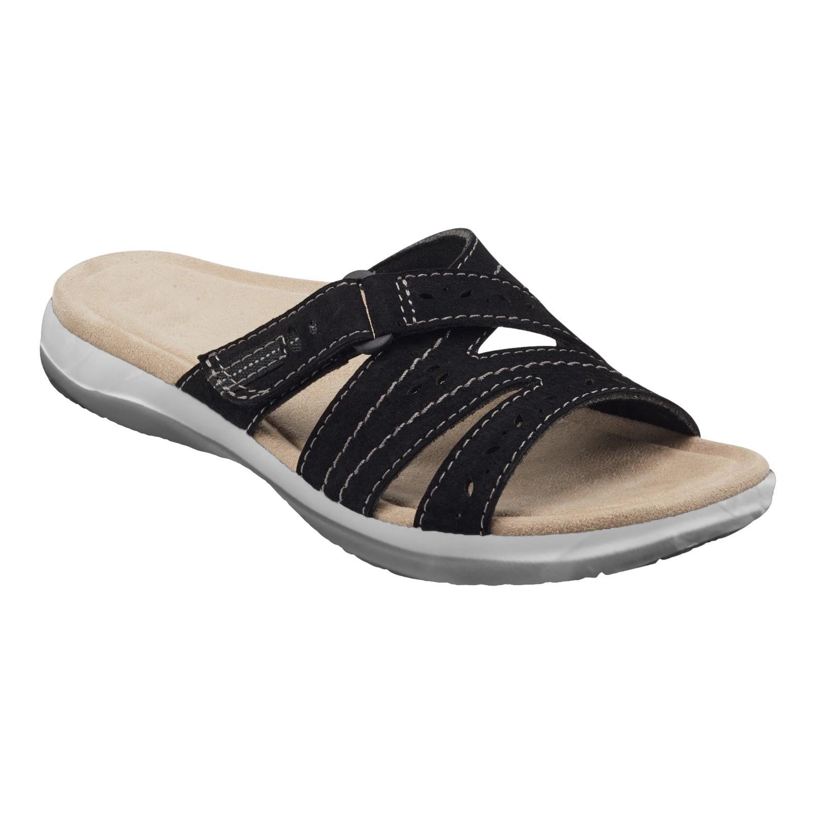 Dvkptbk Slide Sandals for Women - Comfortable Slip On Sandals with Adjustable Buckles - Ladies Slip-Resistant Platform Summer Flat Sandals for Beach, Home, Indoor Outdoor Use - Summer