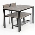 thumbnail image 1 of Giantex  Dining Table Set for 4, Kitchen Table with 1 Bench and 2 Chairs, Modern Functional Desk Set for Bedroom Study Room, Grey, 1 of 6