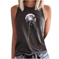 thumbnail image 1 of Birdeem Débardeur Ajusté à Imprimé Pissenlits pour Femmes, Col Rond, Sans Manches, à Blocs, Tunique, T-Shirt, Hauts, 1 of 6