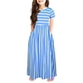 thumbnail image 1 of B91xZ Robe Midi Décontractée pour Tout-Petites Filles à Manches à Volants, à Étages, Évasée, avec Poches, Bleu 9-10 Ans, 1 of 4