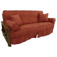 thumbnail image 1 of Ensemble de Housse de Futon Pleine Grandeur en Microsuède Uni à Double Cordon de 8 à 9 Po avec Quatre Coussins Décoratifs (Ensemble de 5) - Rouge Cardinal, 1 of 1