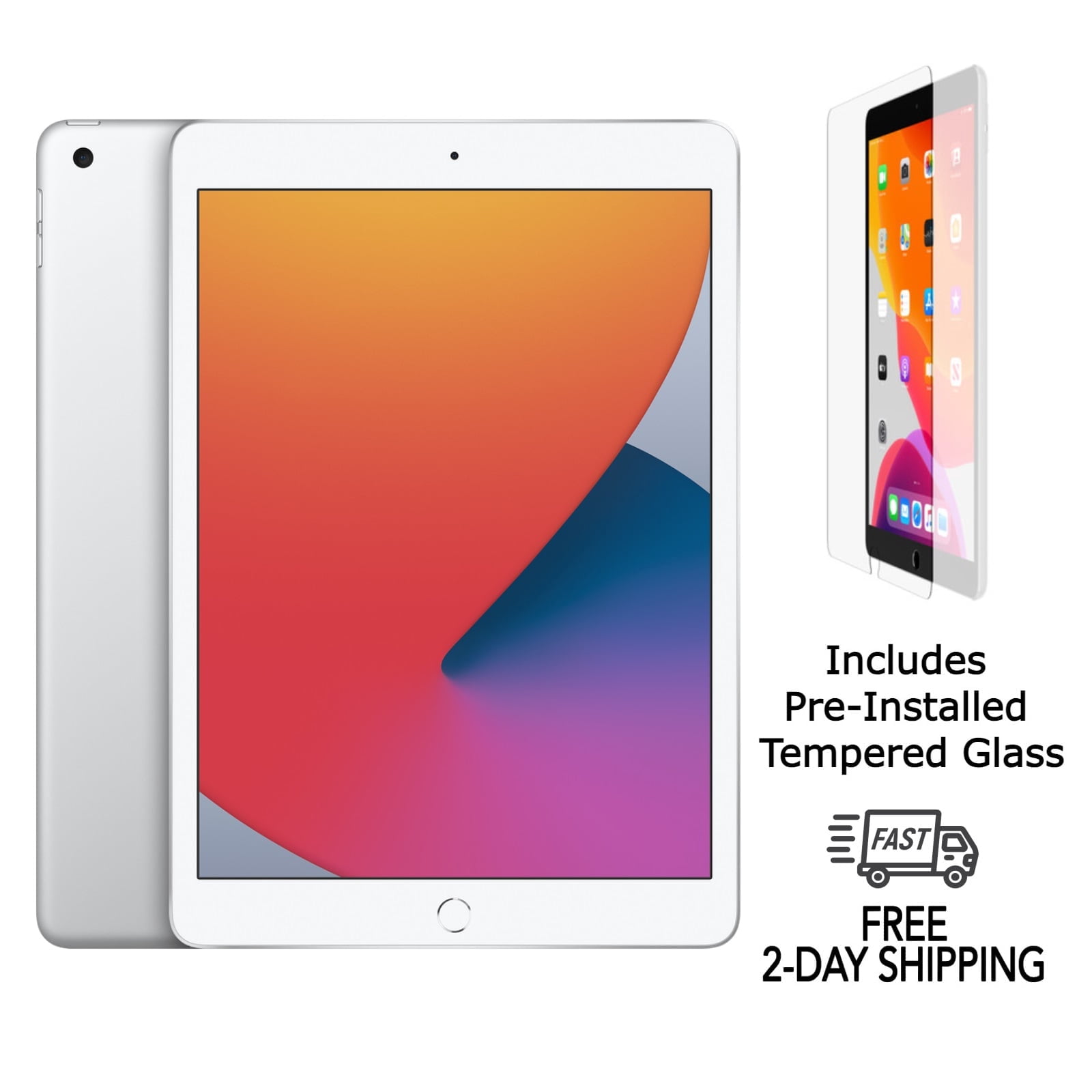 Refurbished Apple iPad 7th Gen A2197 (WiFi) 32GB Silver (Grade A) w/ Pre-Installed Tempered Glass