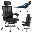 thumbnail image 1 of High Back Ergonomic Office Chair with Adjustable Headrest and Lumbar Support, Mesh Back & Retractable Footrest – Executive Desk Chair with Wheels for Home Office, Black, 1 of 9