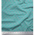 thumbnail image 1 of Soimoi Moss Georgette Fabric Leaves & Floral Block Print Fabric by The Yard 42 Inch Wide, 1 of 3