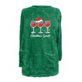 thumbnail image 4 of Pisexur Fuzzy Chandails de Noël pour Femmes Doublés en Molleton à Manches Longues à Col Rond Chandail d'Hiver Chaud Imprimé Verres de Vin Rouge Chandail de Noël à Enfiler Hauts avec Poches, 4 of 4