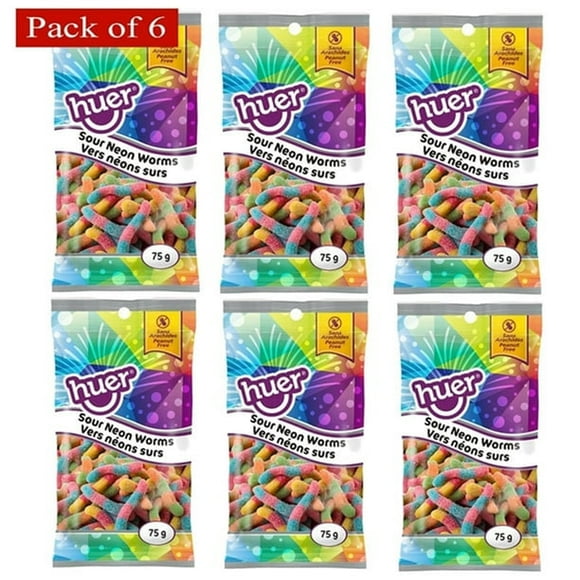 Huer Pocket Pals vers Acidulés Néon 75 g (Lot de 6) 4,99 $ Ch.