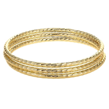 Luxury Designs Gold Plated Set of 3 Diamond Cut Bangles