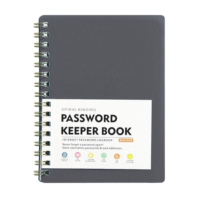 Password Book Spiral, Furenl Password Book with Alphabet Labels – Secure Log for Internet Addresses and Passwords