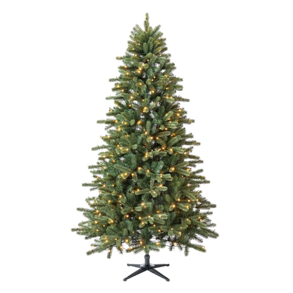 Holiday Time Arbre de Noël artificiel Sapin du Complet Régulier Birchwood Pré-Éclairé de Simple Shape Quick SetMD 7.5 pi (2,29 m) en rPE/rPET - Vert