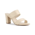 thumbnail image 1 of BLISSFUL STEP Women's Open Toe Chunky High Heel Slide Sandals Beige 8.5, 1 of 7