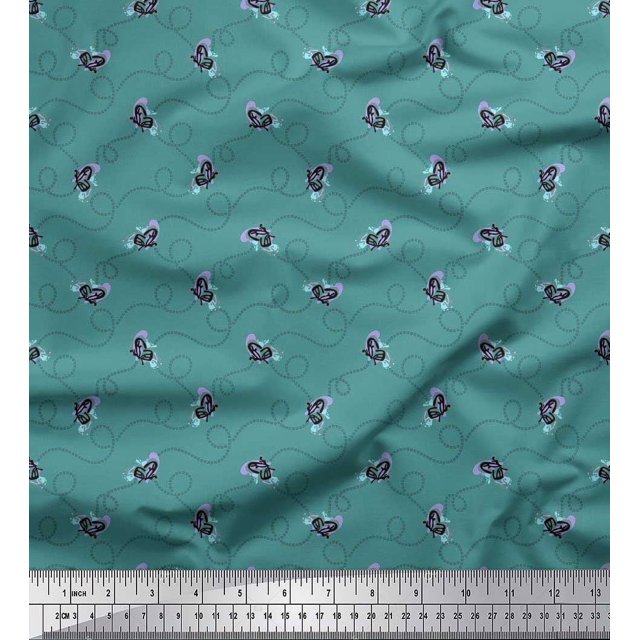 Soimoi Tissu de Poly Georgette Bleu Imprimé par Yard 42 Pouces de Large