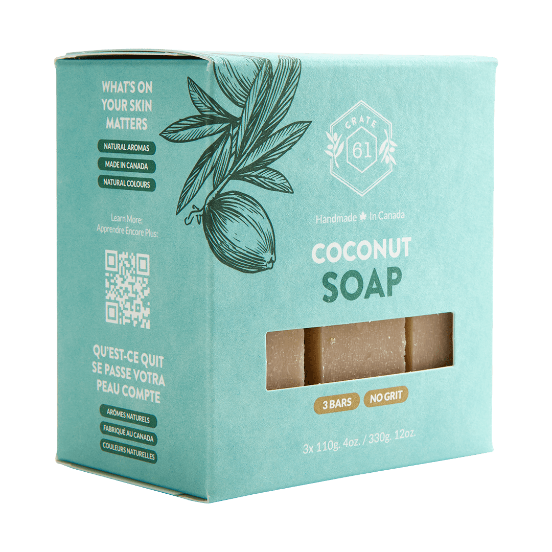 Crate 61 Coconut Bar Soap, 3x110g 4oz. / 330g 12oz.