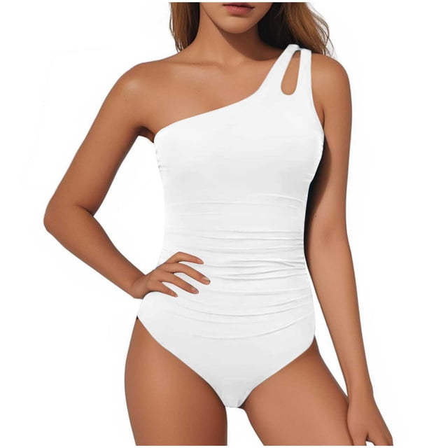 Atogsazn Maillots de Bain une Pièce pour Femmes Modestes Décontractés d'Été Plage Maillots de Bain pour Femmes une Pièce Maillots de Bain 01-White S Mode