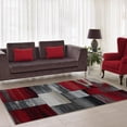 thumbnail image 1 of Ladole Rugs Red / Blue Grey Black Contemporary Geometric Design Modern Area Rug Carpet Approx. 3x5, 3x10, 4x6, 5x7, 8x10, 9x12 Feet, 1 of 5