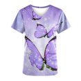 thumbnail image 4 of EGNMCR Sarraus pour Femmes Mode pour Femmes Col en V Imprimé Manches Courtes Poche Combinaison Haut Cadeaux pour Femmes, 4 of 4