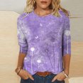 thumbnail image 2 of Pisexur Blouse Grande Taille Manches 3/4 pour Femmes Mode Décontractée Col Rond Imprimé Vintage T-Shirts Chemises Amples Tunique, 2 of 4