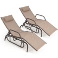 thumbnail image 2 of Costway Lot de 2 Chaises Longues de Patio à Glissière, Fauteuil Inclinable, Cadre Réglable et Robuste pour l'Extérieur, 2 of 9