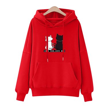 Rbaofujie Lightweight Sweaters for Women Women's Winter Hoodie Sweatshirt Pullover Tops Long Sleeved Comfortable Red Graphic Hoodies for Women