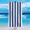 thumbnail image 1 of Blue Microfiber Beach Towel Blue Stripe Large Size 80X160Cm #0ROR0, 1 of 7