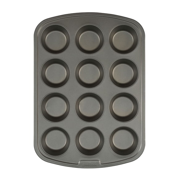 GoodCook Everyday Nonstick Steel Muffin Pan, 12 cup, Gray