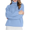 thumbnail image 1 of hoksml Chandail Texturé à Col Roulé Uni pour Femme, Manches Longues, Tricot, Chandail, Décontracté, Automne Hiver, Haut Mode, 1 of 6