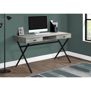 Monarch Specialties Computer Desk, Home Office, Laptop, Storage Drawers, 48"l, Work, Metal, Laminate, Grey, Black, Contemporary, Modern