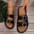 thumbnail image 3 of IUJSOY Womens Sandals Cork Footbed Slide Summer Beach Platform Sequin Adjustable Buckle Slippers, 3 of 9