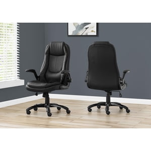 Monarch Specialties chaise de bureau, Hauteur réglable, Swivel, Ergonomie, Accoudoirs, Bureau d'informatique, Travail, Métal, Pu Leather Look, Noir, Contemporain, Moderne