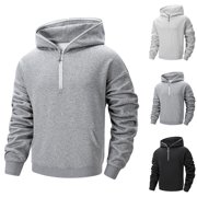 AnuYalue Mens Hoodies Pullover Long Sleeve Quarter Zip Hoodie Casual Hooded Sweatshirt Solid Color Sweatshirts with Pocket