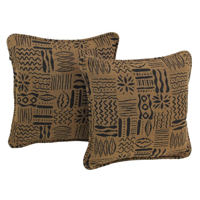 18-inch Double-corded Patterned Tapestry Square Throw Pillows with Inserts (Set of 2) - Kenya