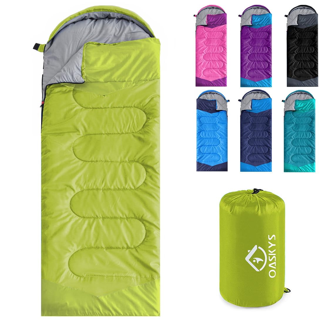 oaskys Camping Sleeping Bag - 3 Season Warm & Cool Weather - Summer Spring Fall Lightweight Waterproof for Adults Kids - Camping Gear Equipment Traveling and Outdoors