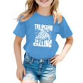 thumbnail image 1 of Crop Tops pour Enfants 9-10 Filles Vêtements pour Filles Juniors Motif Lettre Décontracté Multicolore Col Rond Manches Courtes, 1 of 4