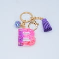 thumbnail image 2 of Hangs Pendant 2 Resin Glittering Letter Keychain with Color Stitching Flowing Design Purple Drop Glue English Character Key Chain, 2 of 5